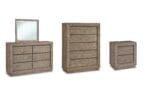LANGFORD BEDROOM SUITE (BED + 2 NIGHTSTANDS + MIRRORED DRESSER + CHEST OF DRAWERS) - Image 2