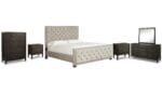 BELLVERN BEDROOM SUITE (BED + 2 NIGHTSTANDS + MIRRORED DRESSER + CHEST OF DRAWERS)