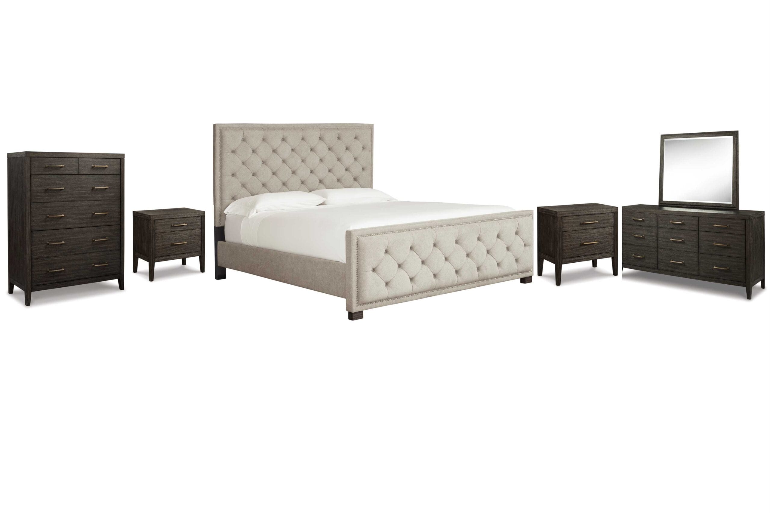 01K30R94NVZASWD0NJ4CWVD1RT.jpg BELLVERN BEDROOM SUITE (BED + 2 NIGHTSTANDS + MIRRORED DRESSER + CHEST OF DRAWERS) - Image 1