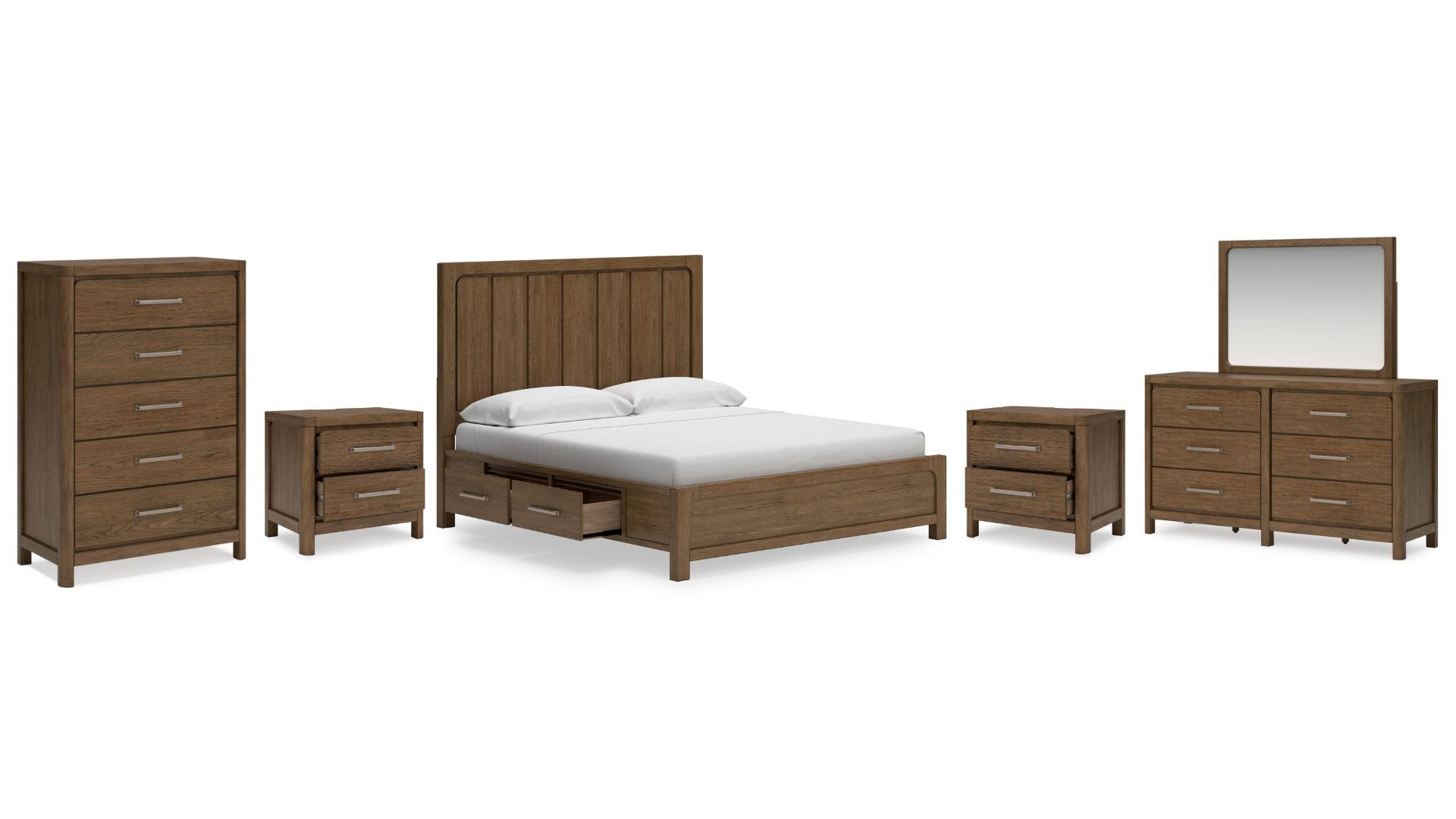 xr:d:DAFyLgjN3PM:11,j:662441518660005356,t:23121513 CABALYN KING BEDROOM SET (BED + 2 NIGHTSTANDS + MIRRORED DRESSER + CHEST OF DRAWERS) - Image 1