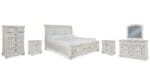ROBBINSDALE BEDROOM SUITE (BED + 2 NIGHTSTANDS + MIRRORED DRESSER + CHEST OF DRAWERS)