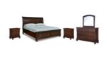 PORTER KING SLEIGH BEDROOM SET (BED + 2 NIGHTSTANDS + MIRRORED DRESSER)