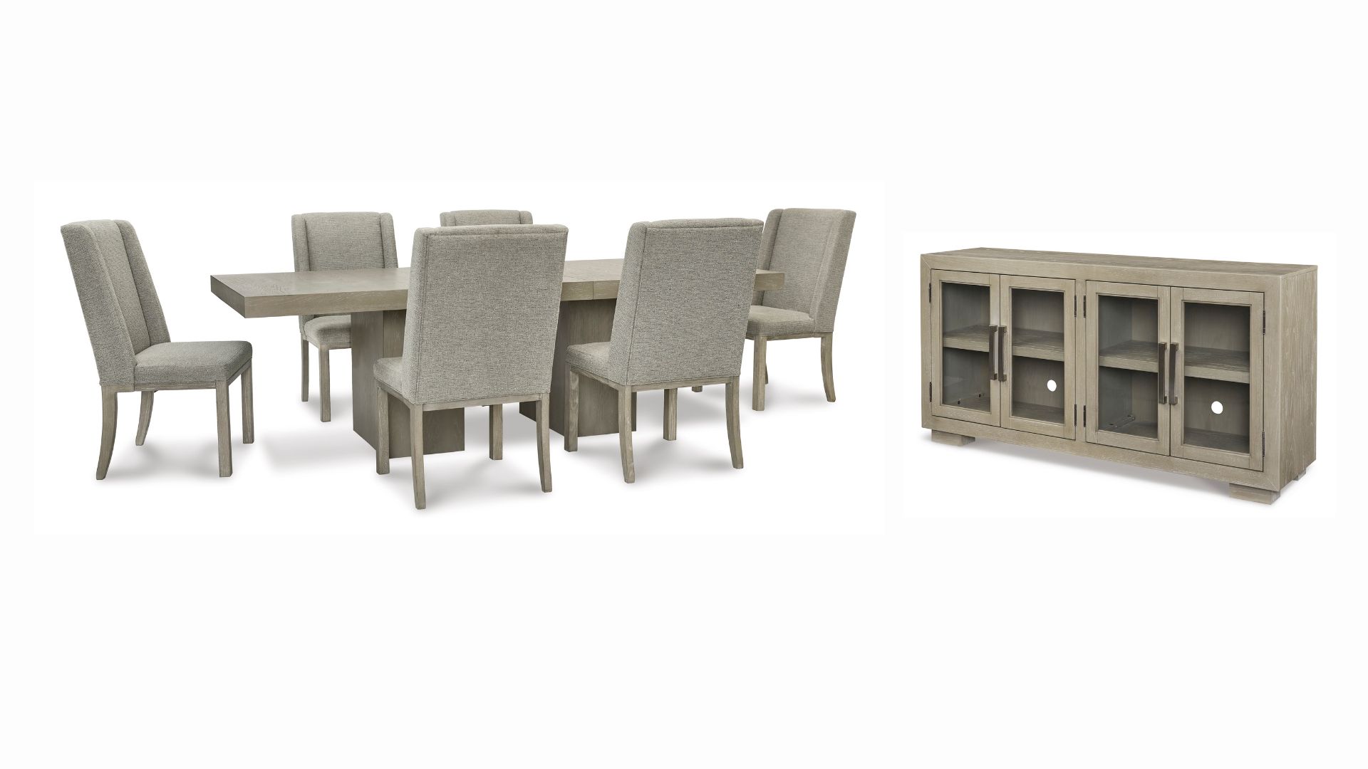 01K30R97YRW8X4ZBFEB176QVGR.jpg FAWNBURG DINING SET WITH 6 CHAIRS AND A SERVER - Image 1