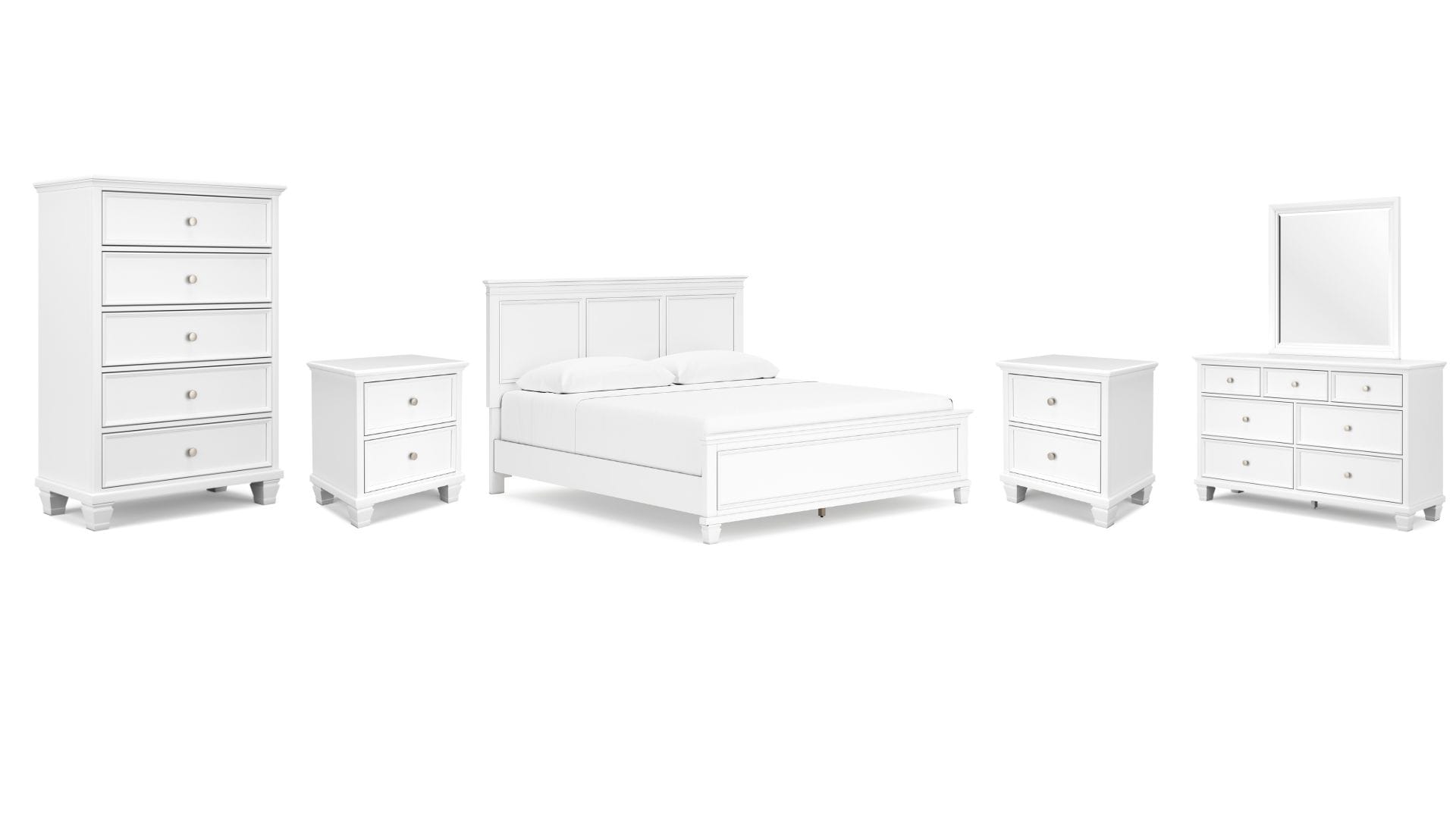 01K30R98DFNB4NET27SHHNG5J5.jpg FORTMAN BEDROOM SUITE (BED + 2 NIGHSTANDS + MIRRORED DRESSER + CHEST OF DRAWERS) - Image 1