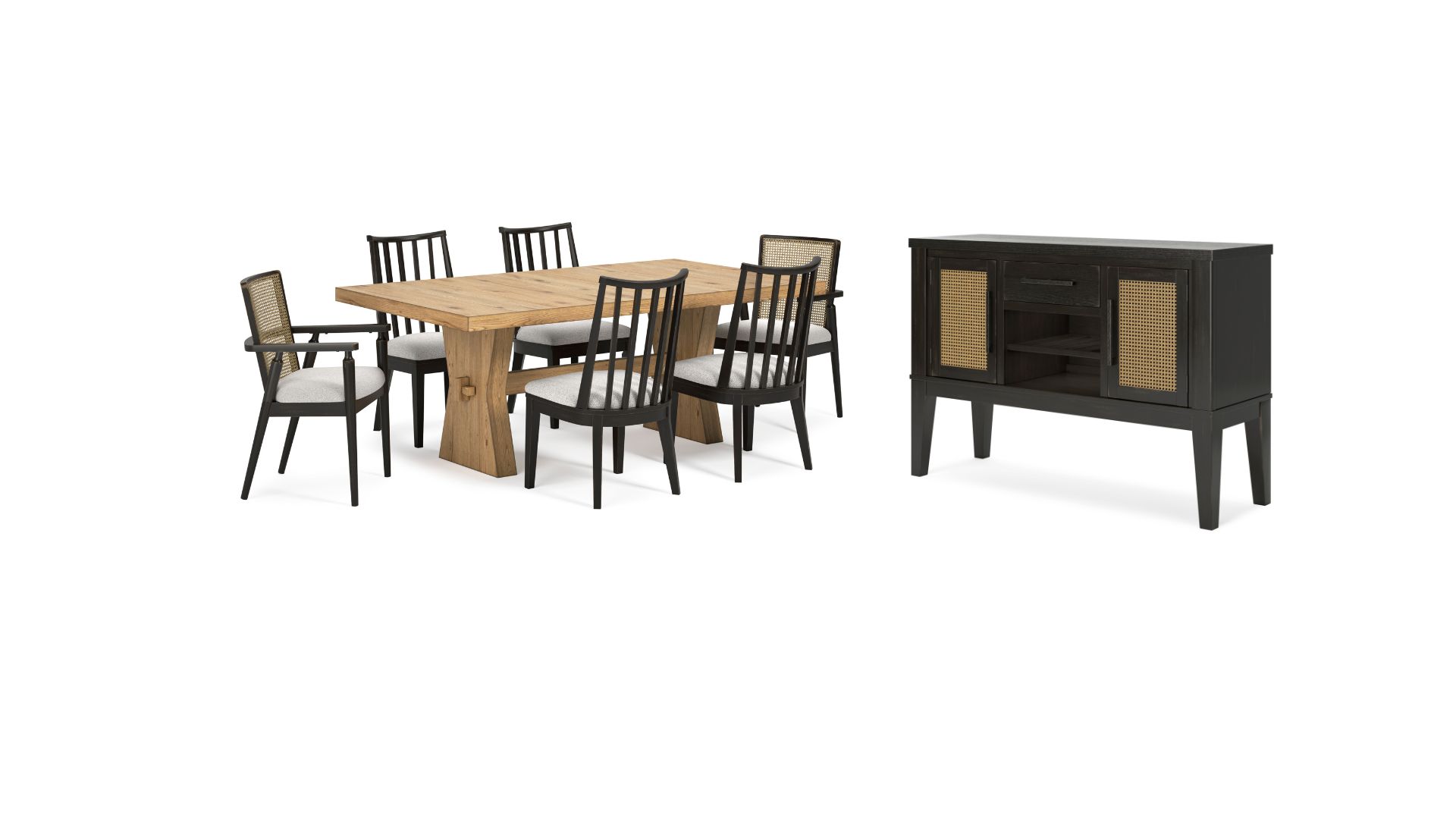 01K30R98XP9Z0ED5857DRK5Y00.jpg GALLIDEN DINING SET WITH 6 CHAIRS AND A SERVER - Image 1