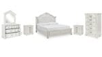 MONTENLANE BEDROOM SET (BED + 2 NIGHTSTANDS + CHEST OF DRAWERS + MIRRORED DRESSER)