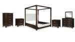 BRECKINGTON BEDROOM SET (BED + 2 NIGHTSTANDS + CHEST OF DRAWERS + MIRRORED DRESSER)