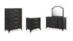 WELLTERN BEDROOM SUITE (BED + 2 NIGHTSTANDS + MIRRORED DRESSER + CHEST OF DRAWERS) - Image 6