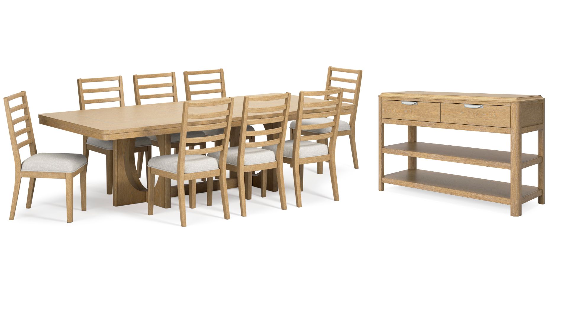01K33M8WMZ6BWCZYV7W03KCFWS-1.jpg RENCOTT DINING SET WITH 8 CHAIRS AND A SERVER - Image 1