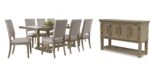 VALLARDIA EXTENDABLE DINING SET WITH 8 CHAIRS AND A SERVER