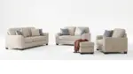 PANOLA TAUPE SOFA SET WITH OTTOMAN