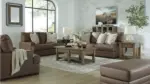 VILLACOURT CARAMEL SOFA SET WITH OTTOMAN - Image 2