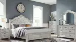MONTENLANE BEDROOM SET (BED + 2 NIGHTSTANDS + CHEST OF DRAWERS + MIRRORED DRESSER)