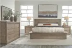 LANGFORD BEDROOM SUITE (BED + 2 NIGHTSTANDS + MIRRORED DRESSER + CHEST OF DRAWERS)