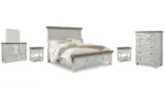 HAVALANCE BEDROOM SUITE (BED + 2 NIGHTSTANDS + MIRRORED DRESSER + CHEST OF DRAWERS)