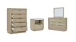 HENNINGTON BEDROOM SUITE (BED + 2 NIGHTSTANDS + MIRRORED DRESSER + CHEST OF DRAWERS)
