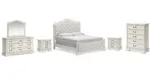 ARLENDYNE BEDROOM SUITE ( BED + 2 NIGHTSTANDS + MIRRORED DRESSER + CHEST OF DRAWERS)