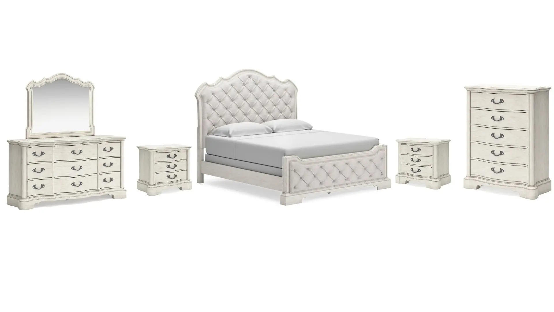 3000149_01K30R95Z46GE4Q7X0DZCKXF9C.jpg ARLENDYNE BEDROOM SUITE ( BED + 2 NIGHTSTANDS + MIRRORED DRESSER + CHEST OF DRAWERS)