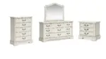 ARLENDYNE BEDROOM SUITE ( BED + 2 NIGHTSTANDS + MIRRORED DRESSER + CHEST OF DRAWERS)