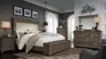 JOHNELLE BEDROOM SUITE (BED + 2 NIGHTSTANDS + MIRRORED DRESSER + CHEST OF DRAWERS)