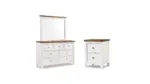 WESTCONI KING BEDROOM SET ( BED + 2 NIGHTSTANDS + MIRRORED DRESSER)