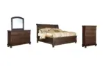 PORTER KING SLEIGH BEDROOM SET (BED + 2 NIGHTSTANDS + CHEST OF DRAWERS + MIRRORED DRESSER)
