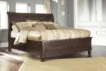 PORTER KING SLEIGH BEDROOM SET (BED + 2 NIGHTSTANDS + CHEST OF DRAWERS + MIRRORED DRESSER)