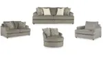 SOLETREN GREY 7 SEATER SOFA SET WITH A SWIVEL CHAIR