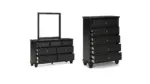 LANOLEE KING PANEL BEDROOM SUITE (BED + 2 NIGHTSTANDS + MIRRORED DRESSER + CHEST OF DRAWERS)