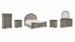 LODENBAY BEDROOM SUITE (BED + 2 NIGHTSTANDS + MIRRORED DRESSER + CHEST OF DRAWERS)