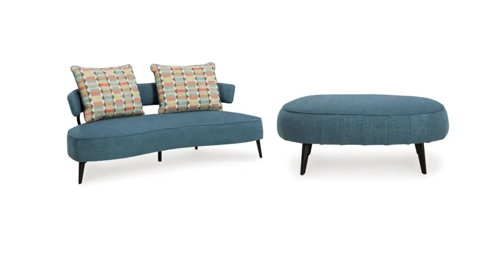 HOLLYANN 3 SEATER SOFA WITH OTTOMAN (BLUE)