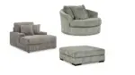 LINDYN SECTIONAL SOFA SET WITH OTTOMAN & SWIVEL CHAIR