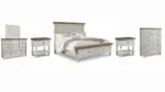 HAVALANCE QUEEN BEDROOM SUITE (BED + 2 NIGHTSTANDS + MIRRORED DRESSER + CHEST OF DRAWERS)