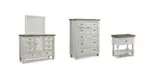 HAVALANCE QUEEN BEDROOM SUITE (BED + 2 NIGHTSTANDS + MIRRORED DRESSER + CHEST OF DRAWERS)