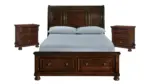 PORTER QUEEN SLEIGH BEDROOM SET (QUEEN BED + 2 NIGHSTANDS + CHEST OF DRAWERS + MIRRORED DRESSER)