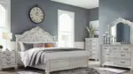 MONTENLANE BEDROOM SET (BED + 2 NIGHTSTANDS + CHEST OF DRAWERS + MIRRORED DRESSER)
