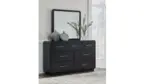 ROWANBECK BEDROOM SET (BED + 2 NIGHTSTANDS + CHEST OF DRAWERS + MIRRORED DRESSER)