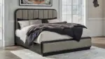 ROWANBECK BEDROOM SET (BED + 2 NIGHTSTANDS + CHEST OF DRAWERS + MIRRORED DRESSER)