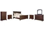 PORTER QUEEN PANEL BEDROOM SUITE (BED + 2 NIGHTSTANDS + MIRRORED DRESSER + CHEST OF DRAWERS)