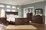 PORTER KING PANEL BEDROOM SET (BED + 2 NIGHTSTANDS + MIRRORED DRESSER + CHEST OF DRAWERS)