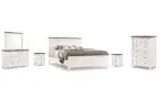 WESTCONI QUEEN BEDROOM SUITE (BED + 2 NIGHTSTANDS + MIRRORED DRESSER + CHEST OF DRAWERS)