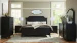 WELLTERN BEDROOM SUITE (BED + 2 NIGHTSTANDS + MIRRORED DRESSER + CHEST OF DRAWERS)