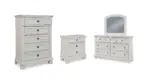 ROBBINSDALE BEDROOM SUITE (BED + 2 NIGHTSTANDS + MIRRORED DRESSER + CHEST OF DRAWERS)