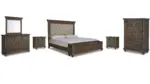 JOHNELLE BEDROOM SUITE (BED + 2 NIGHTSTANDS + MIRRORED DRESSER + CHEST OF DRAWERS)