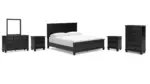 LANOLEE KING PANEL BEDROOM SUITE (BED + 2 NIGHTSTANDS + MIRRORED DRESSER + CHEST OF DRAWERS)