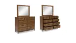 STEENLAGE BEDROOM SET (BED + 2 NIGHTSTANDS + CHEST OF DRAWERS + MIRRORED DRESSER)