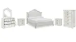MONTENLANE BEDROOM SET (BED + 2 NIGHTSTANDS + CHEST OF DRAWERS + MIRRORED DRESSER)