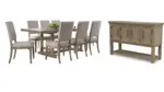 VALLARDIA EXTENDABLE DINING SET WITH 8 CHAIRS AND A SERVER