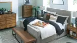 STEENLAGE BEDROOM SET (BED + 2 NIGHTSTANDS + CHEST OF DRAWERS + MIRRORED DRESSER)