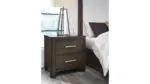 BRECKINGTON BEDROOM SET (BED + 2 NIGHTSTANDS + CHEST OF DRAWERS + MIRRORED DRESSER)